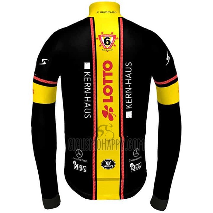 Lotto-kern Haus Cycling Jersey Bib Tight 2021 Men Long Sleeve Black Yellow
